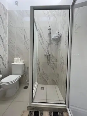 a bathroom with a shower and a toilet at PIMONTAPARTMENTS in Espargos