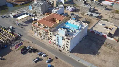 an overhead view of a city with a building at Residence Estrela do Mar in Sal Rei