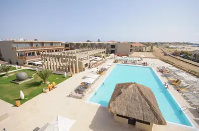 an overhead view of a swimming pool at a resort at Oasis Salinas Sea in Santa Maria