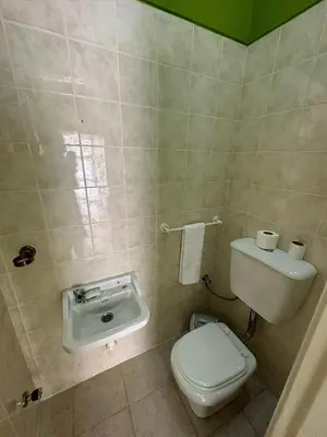 a bathroom with a toilet and a sink at Djon’s place in Baia das Gatas