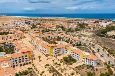 an aerial view of a city with the ocean at Sol & Lar No stress in Santa Maria