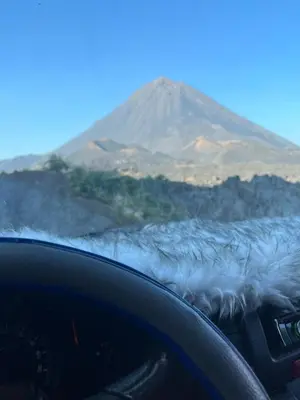 a view of a mountain from a car dashboard at Casa Adriano & Filomena in Portela