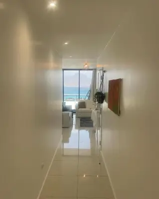 a living room with a view of the ocean at Ocean View Santa Filomena in Mindelo