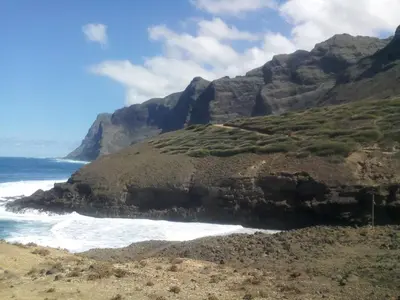 a view of the ocean and a rocky beach at Questel BronQ in Chã da Igreja