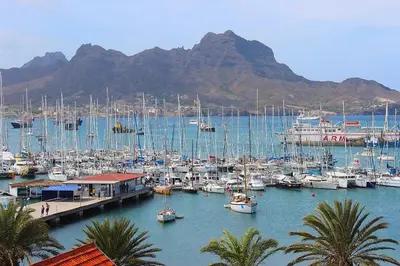 a harbor filled with lots of boats in the water at Casa Sofia in Mindelo