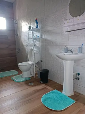 a bathroom with a toilet and a sink at Residência Águia in Praia