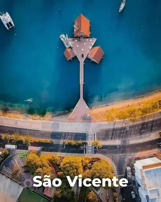 an aerial view of a cross on a road at Boa Mindelo Beach in Mindelo