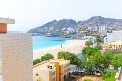 a view of a beach from a building at Bliss Apartments - T2 Nicole in Mindelo