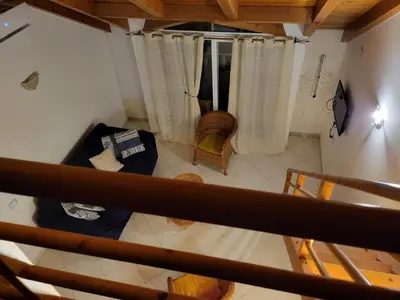 an overhead view of a living room with at Soleil A9 in Santa Maria