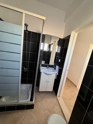a bathroom with a shower and a sink at Sea view - Ca Mauro - Praia Cabral - Wi-Fi in Sal Rei