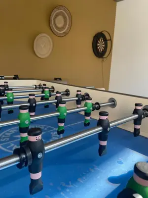 a row of billiard balls on a table at Walhalla Seahouse in Chã da Igreja