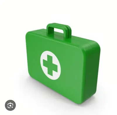 a green briefcase with a plus sign on it at Sinta-se em casa! in Praia