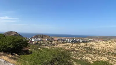 a view of a city from a hill at Apartamento Casa Sabi in Praia