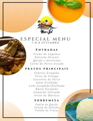 a flyer for a special menu with an orange at Hotel Halcyone - Ilha do Maio in Calheta Do Maio