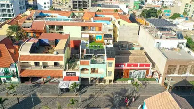 an overhead view of a city with buildings at Tropical Suite 22 A in Santa Maria