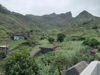 a view of a valley in the mountains at Bentub Home pousada in Ribeira Grande