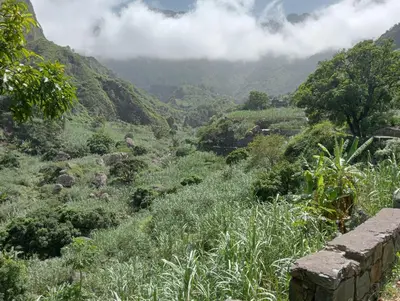 a view of a valley in the mountains at Bentub Home pousada in Ribeira Grande