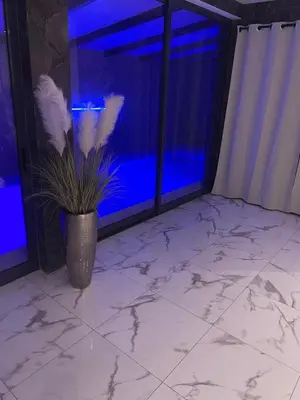 a room with a large window with a potted plant at Beach House in Calhau