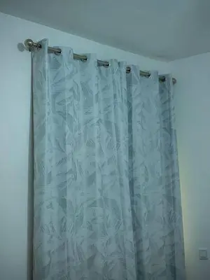 a blue shower curtain in a bathroom at Casabeleza Cape Verde in Assomada