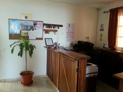 an office with a desk and a potted plant at Quinta Da Montanha in Rui Vaz