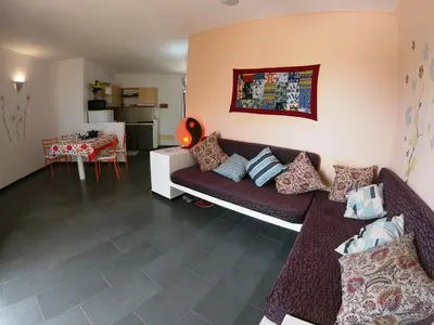 a living room with a couch and a table at Endless Summer B6 in Sal Rei