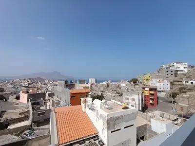an aerial view of a city with buildings at Elly Apartamentos in Mindelo