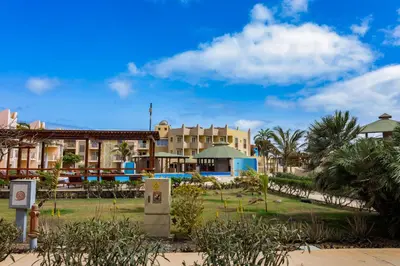 a view of the resort from the beach at Aparthotel Tropical Bounty Beach T3 in Santa Maria