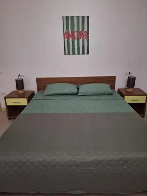 a bedroom with a large bed with two night stands at Djadsal Moradias in Santa Maria
