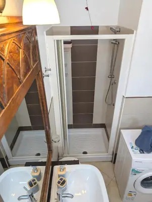 a bathroom with a shower and a sink and a toilet at TOP POOL VIEW - Tropical Apt B11 - PointingCaboVerde in Santa Maria