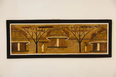 a painting of a building on a wall at Marel Bliss Apartments T2 Camila in Mindelo