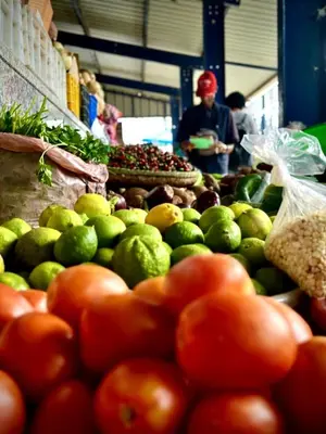 a display of fruits and vegetables in a market at Laginha Paradise II - Penthouse in Mindelo