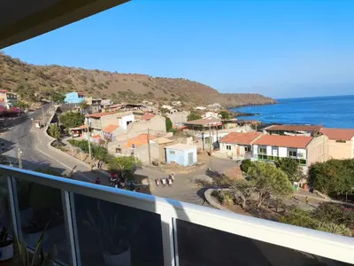 a view from the balcony of a town with the ocean at Old Town view Apartment in Cidade Velha