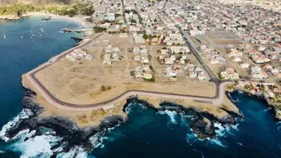 an aerial view of an island in the ocean at Casa Ida 2 Tarrafal, Santiago, Cape verde in Tarrafal
