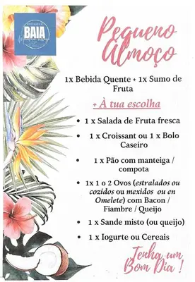 a menu for a restaurant with flowers and a bird at Murdeira V17 I by RPG Group in Beirona