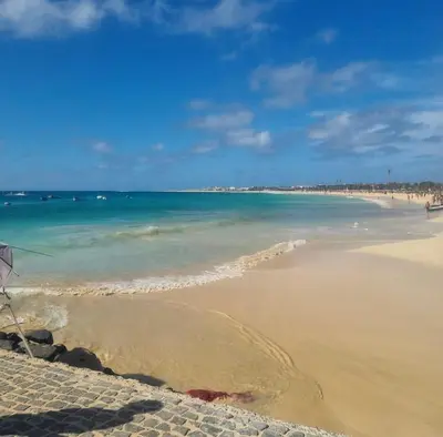 a view of a beach with the ocean at Tropical Resort Pool View - Apartment in Santa Maria