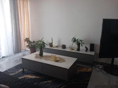 a living room with a coffee table and plants at Sal Rei ,Boavista Magic Apartment - in Sal Rei