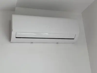 a wall mounted air conditioner on a wall at Ponta do Sol 