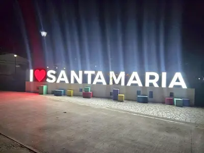 a sign that says santaranarma on a wall at T0 Bounty in Santa Maria