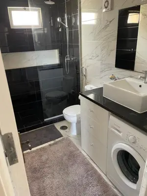 a bathroom with a toilet sink and a washing machine at Holiday Sal Island in Santa Maria