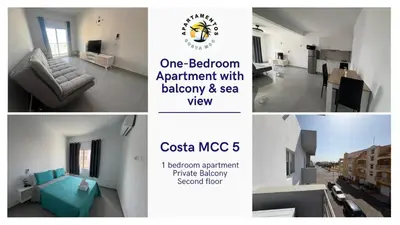 a collage of pictures of a living room with a couch at APARTAMENTOS COSTA MCC - New apartments near city center & beach in Santa Maria