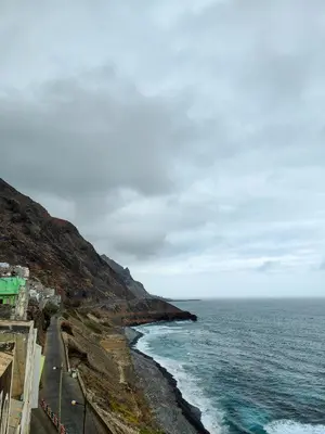 a view of a beach with the ocean at Casa Nova in Ribeira Grande