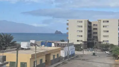 a view of the ocean from a building at Ocean View Studio 4 in Mindelo