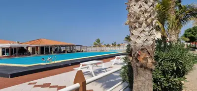 a palm tree next to a swimming pool at Apartamento em Condominio Privado in Beirona