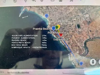 a map of the paradise beach and the house at Casa TROPIKAL Maio Ponta Preta in Vila do Maio