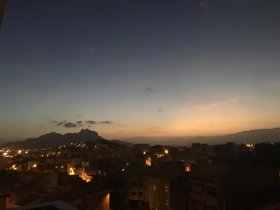 a view of a city at night at Maderalzinho in Mindelo