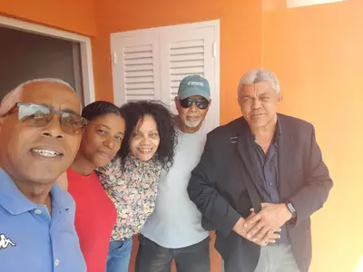 a group of people posing for a picture at Laginha Beach Guest House in Mindelo