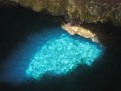 an aerial view of the water in a cave at Yacht Club Sal in Palmeira