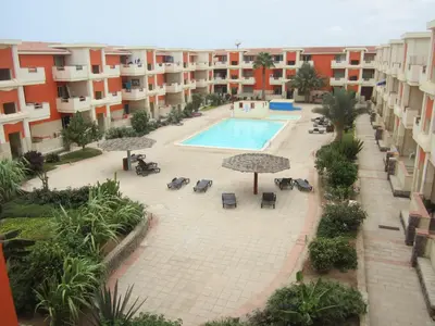 an aerial view of a swimming pool in a building at SAL at HOME in Santa Maria