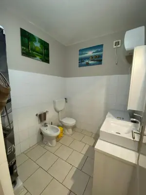 a bathroom with a toilet and a sink at Sea view Ka Paola, Praia Cabral, Boa Vista, FREE WI-FI in Sal Rei