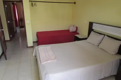 a bedroom with a large white bed in a room at Rooming house in Espargos